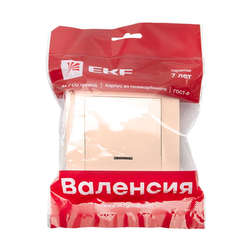 Валенсия выключатель 1-кл. 10А кремовый с индикатором EKF PROxima |  EWV10-121-20 |  EKF — миниатюра 2