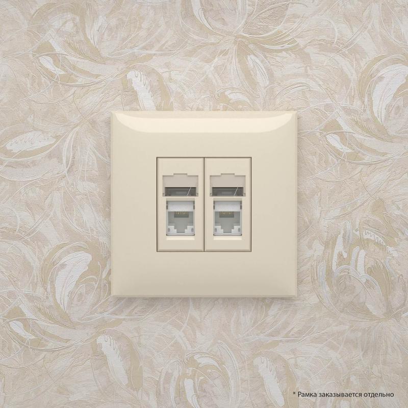 Розетка RJ-45 в стену, кат.6 двойная, Avanti, "Ванильная дымка" | 4405294 | DKC — миниатюра 4