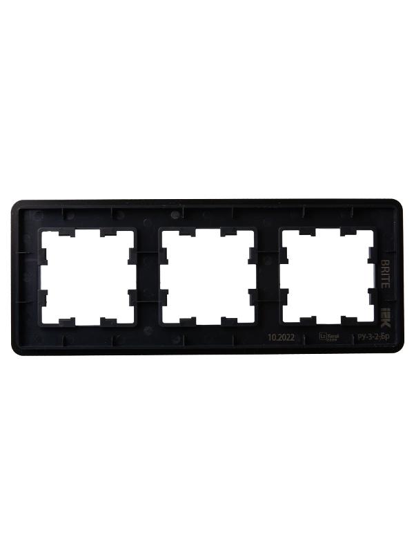 BRITE Рамка 3-ая РУ-3-2-Бр стекло черный RE | BR-M32-G-41-K02 | IEK — миниатюра 3