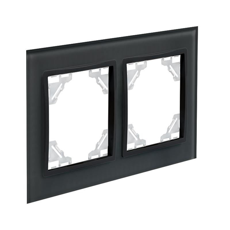 Минск Рамка 2-местная стеклянная черная Basic | ERM-G-402-70 | EKF — миниатюра 6