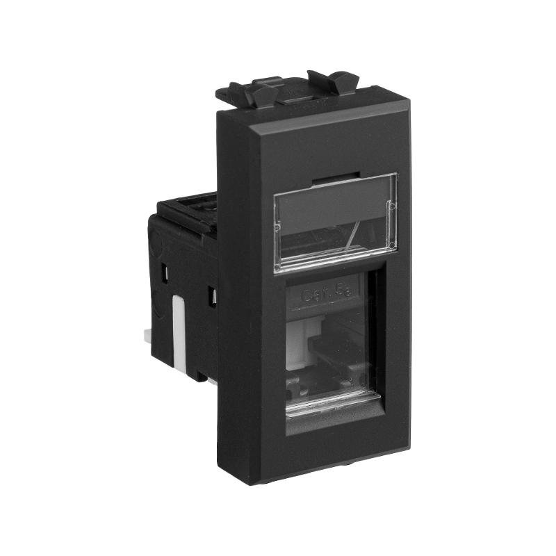 Компьютерная розетка RJ-45 модульная, кат.5е, "Avanti", "Черный матовый", 1 модуль | 4412461 | DKC — миниатюра 2
