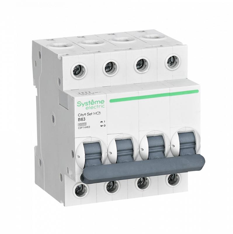 Выключатель автоматический четырёхполюсный 63А B 4.5kA City9 | C9F14463 | SE — Systeme Electric