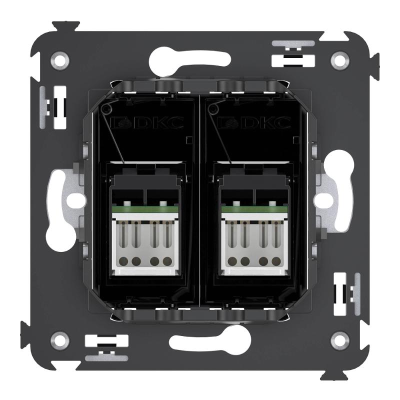 Розетка RJ-45 в стену, 5e двойная, Avanti, "Черный квадрат" | 4402464 | DKC — миниатюра 3