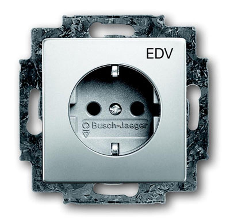 Розетка SCHUKO 16А 250В с защитными шторками с маркировкой "EDV", серия pur/сталь | 2013-0-5277  | 2CKA002013A5277 | ABB — ABB