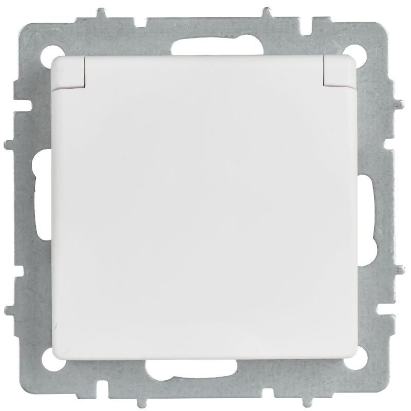 BRITE Розетка 1-местная с заземлением с защитными шторками и крышкой 16А IP20 РСбш10-3-БрАБ арктический белый  | BR-R16-16-K91 | IEK — миниатюра 2