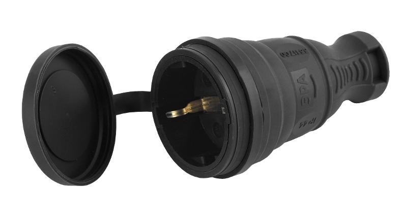 R8-B-IP44 ЭРА Разъём каучуковый c/з прямой 16A IP44 черный | Б0044541 | ЭРА — ЭРА (Энергия света)