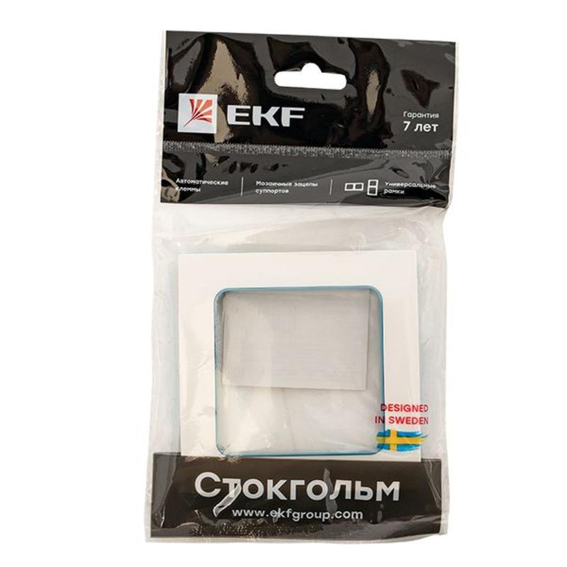 Стокгольм Рамка 1-местная белая с линией цвета синий EKF PROxima | EXM-G-304-30 | EKF — миниатюра 9
