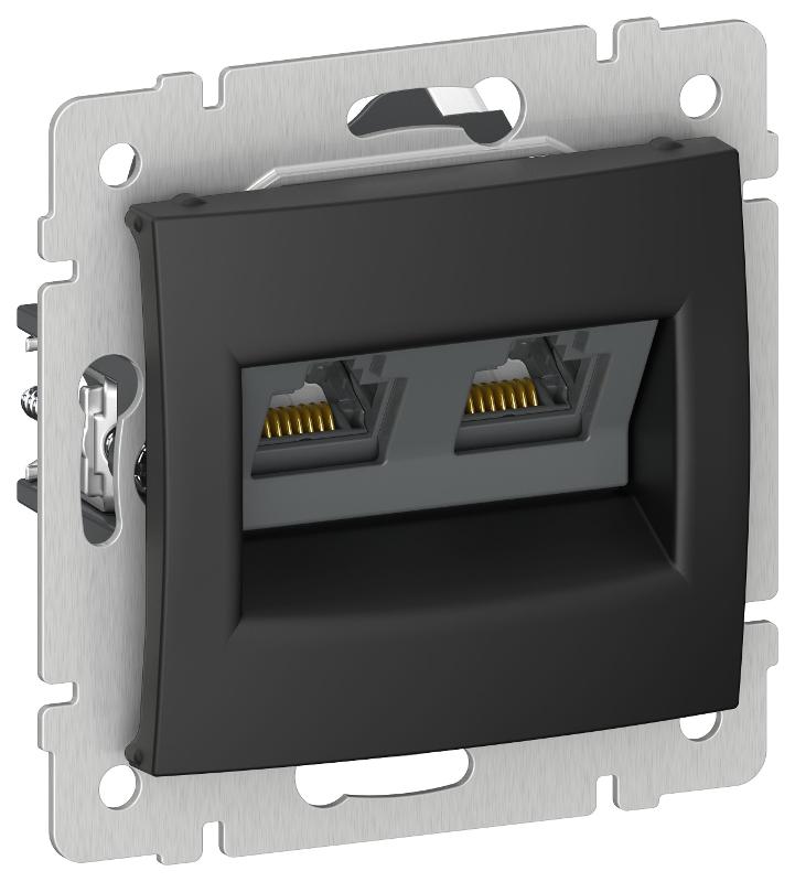 IEKVALENA Роз. комп. 2-я RJ45 кат.5Е UTP 6945341 чер. м. | 6945341 | IEK — IEK (ИЭК)