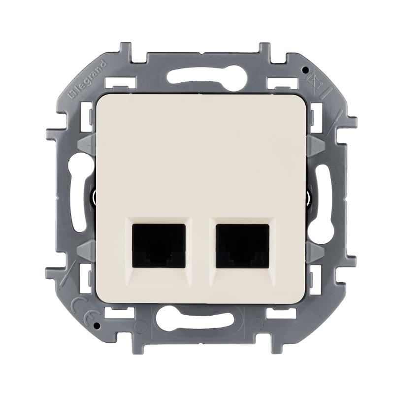 Inspiria Слоновая кость Розетка 2-ая компьютерная RJ45 С/У категория 5e UTP — миниатюра 2