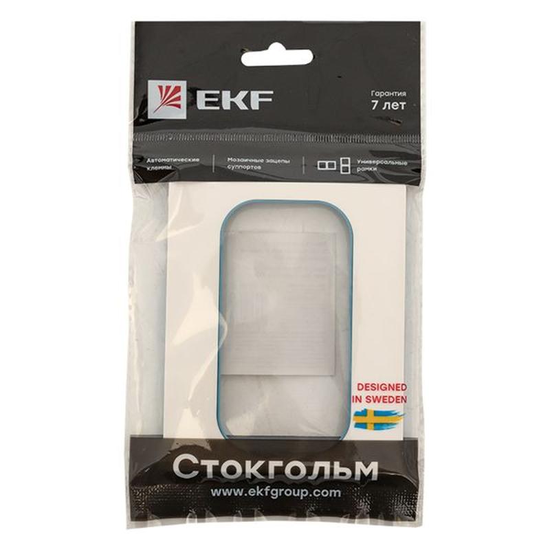 Стокгольм Рамка для розетки 2-местная белая с линией цвета синий EKF PROxima | EYM-G-302-30 | EKF — миниатюра 8