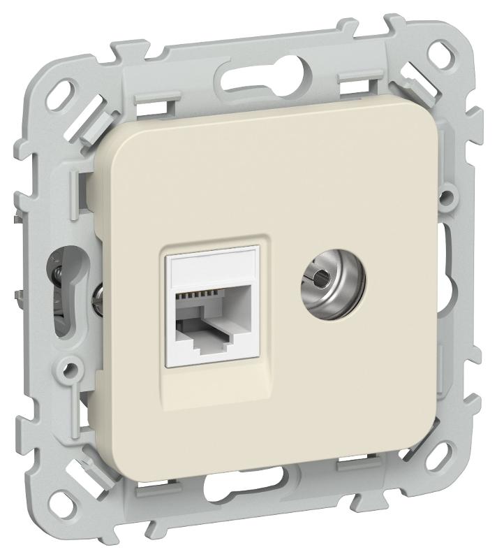 FLITE Розетка 2-ая RJ45/TV кат.5Е UTP РКТВ5е-2-0-ФлСл сливочный | FI-AK22-1-K86 | IEK — IEK (ИЭК)