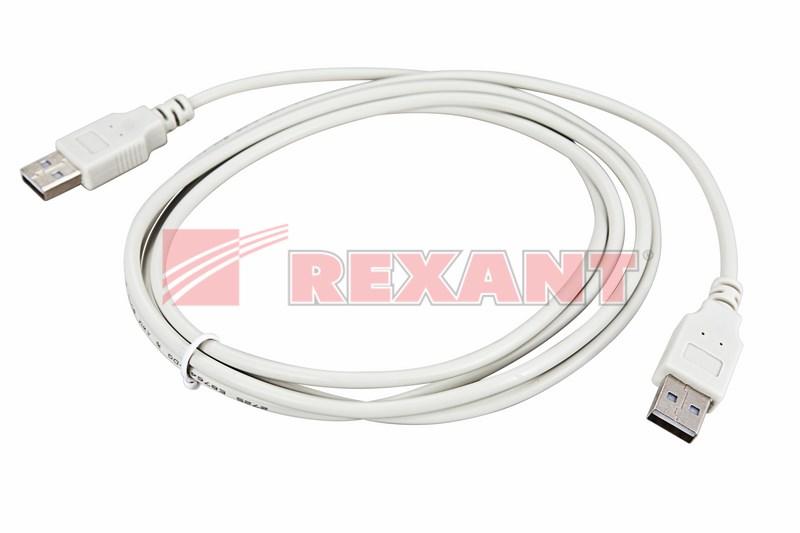 Шнур USB-A (male) штекер - USB-A (male) штекер, длина 1,8 метра (PE пакет) | 18-1144 | REXANT — миниатюра 2