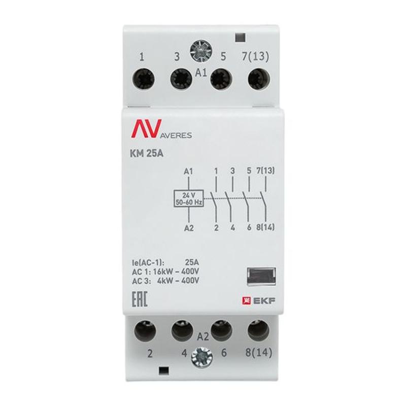 Контактор модульный КМ 25А 4NO 24VAC (2 мод.) AVERES | km-av-2-25-40-24V | EKF — миниатюра 3
