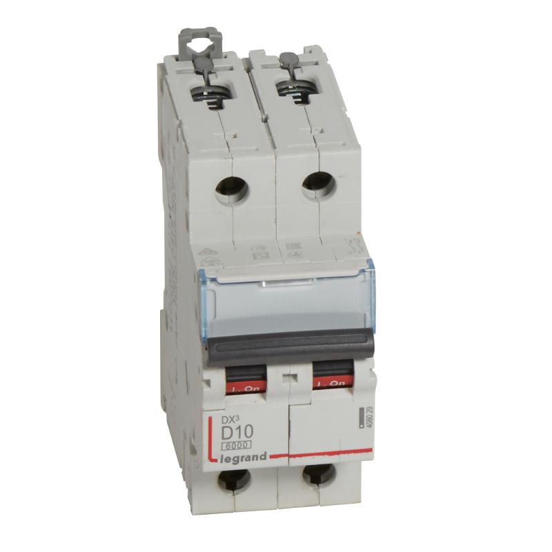 Выключатель автоматический двухполюсный DX3 6000 10А D 10кА | 408029 | Legrand — Legrand
