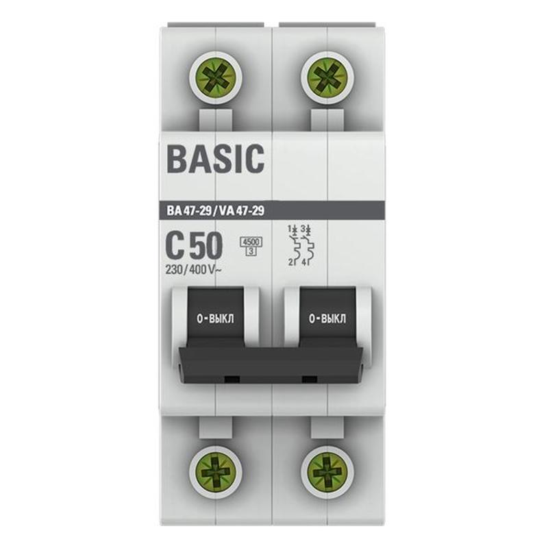Выключатель автоматический двухполюсный ВА 47-29 50А C 4,5кА Basic | mcb4729-2-50C | EKF — миниатюра 4