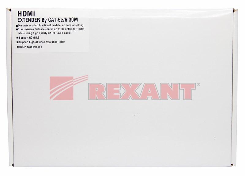 HDMI удлинитель по витой паре RJ-45(8P-8C) кат. 5е/6, передатчик+приемник | 17-6906 | REXANT — миниатюра 2