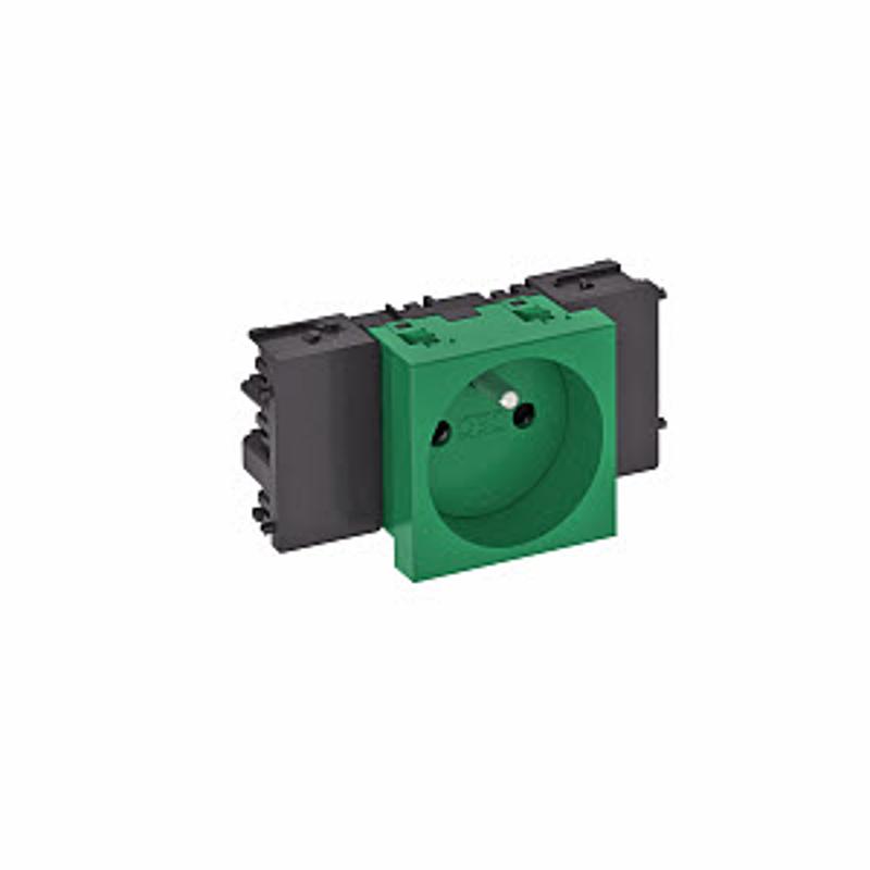 Розетка одинарная 0° Modul45connect франц. стандарт, 250 В, 16A (зеленый) (STD-F0C MZGN1) | 6120536 | OBO Bettermann — миниатюра 2