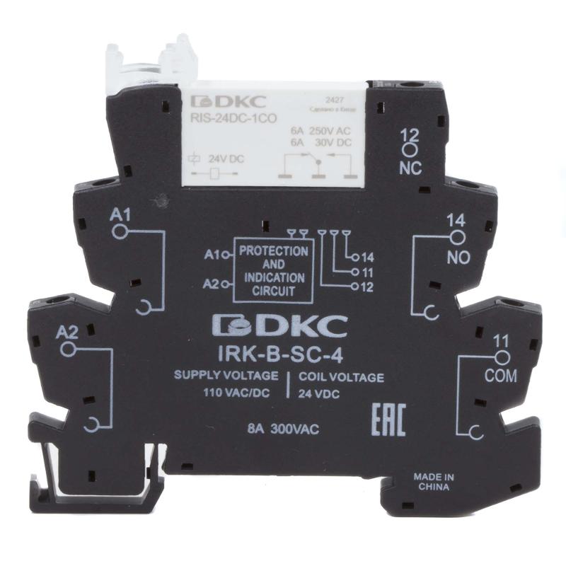 Реле интерфейсное, 1CO, ком. ток 6А, AgSnO2, напряжение 110V AC/DC, винтовые клеммы. | IRK-110UC-1CO | DKC — DKC (ДКС)
