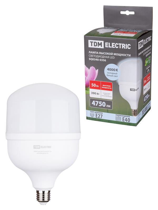 Лампа светодиодная T 50 Вт, 230 В, 4000 К, E27 (140x225 мм) | SQ0340-0356 | TDM — TDM ELECTRIC
