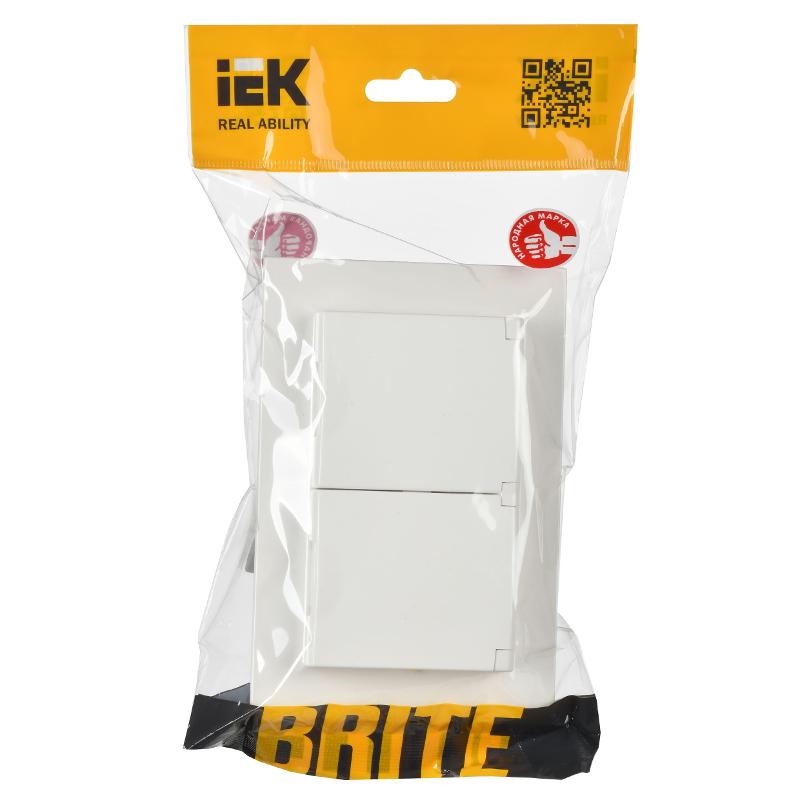 BRITE Розетка 2-ая с крышкой 16А в сб IP44 РСбш12-3-44-БрБ белый | BR-R26-16-44-K01-F | IEK — миниатюра 2