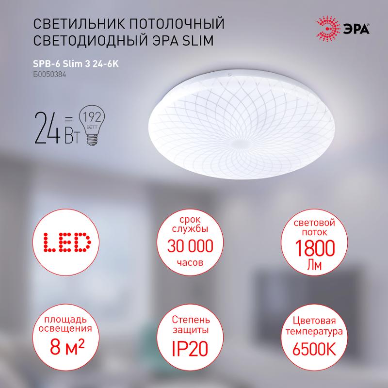 Светильник светодиодный декоративный бытовой SPB-6-slim 3-24-6K 24Вт 6500K | Б0050384 | ЭРА — миниатюра 4