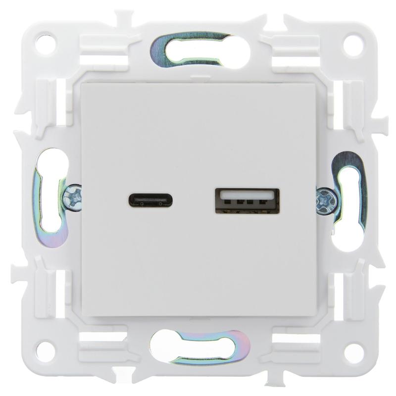SKANDY Розетка USB A+C 18Вт SK-R13W арктический белый | SK-U22-018-K01 | IEK — миниатюра 2