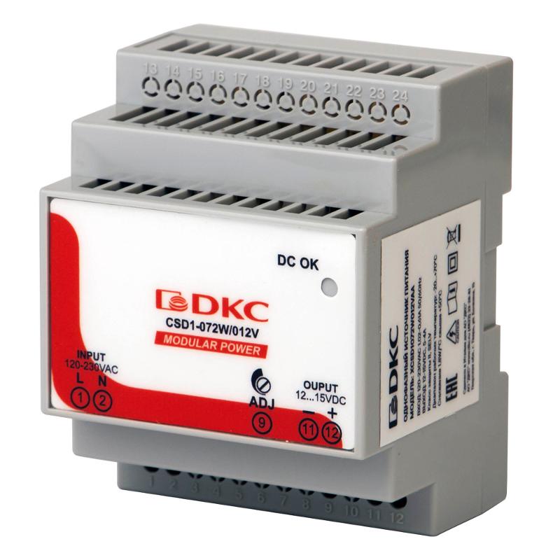 Источник питания "MODULAR POWER", однофазный, 72Вт, 5А, 12В | XCSD1072W012VAA | DKC — DKC (ДКС)