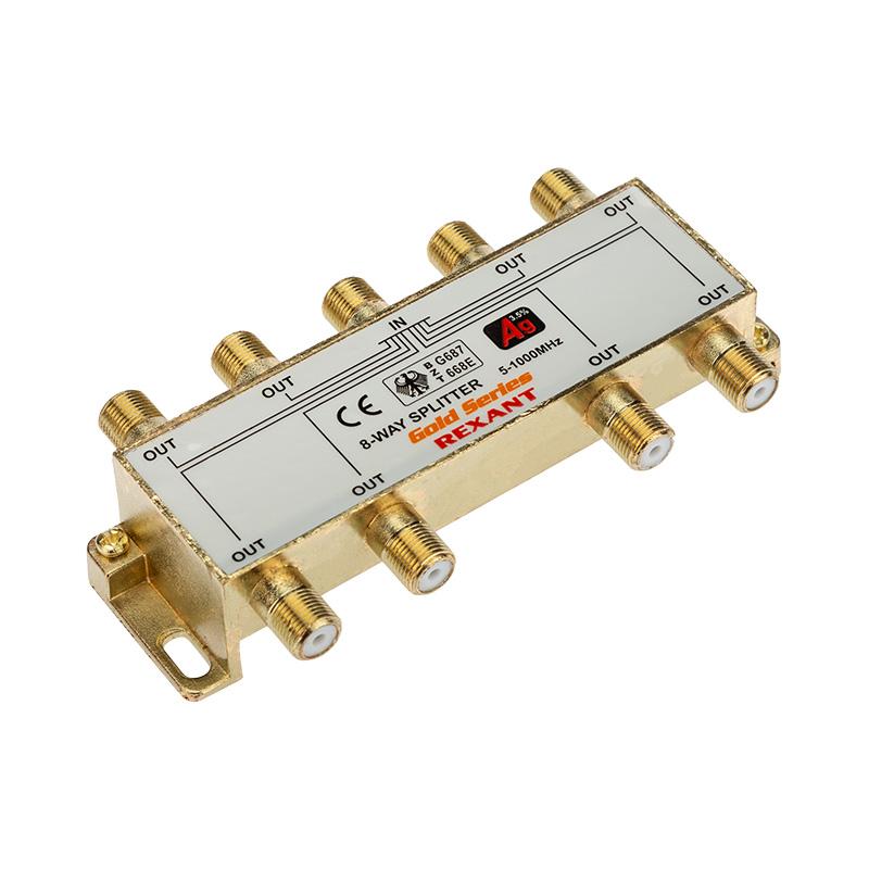 ДЕЛИТЕЛЬ  ТВ  x 8 + 9шт. F   "BOX"  5-1000 МГц  "GOLD"  | 05-6105-1 | REXANT — миниатюра 1