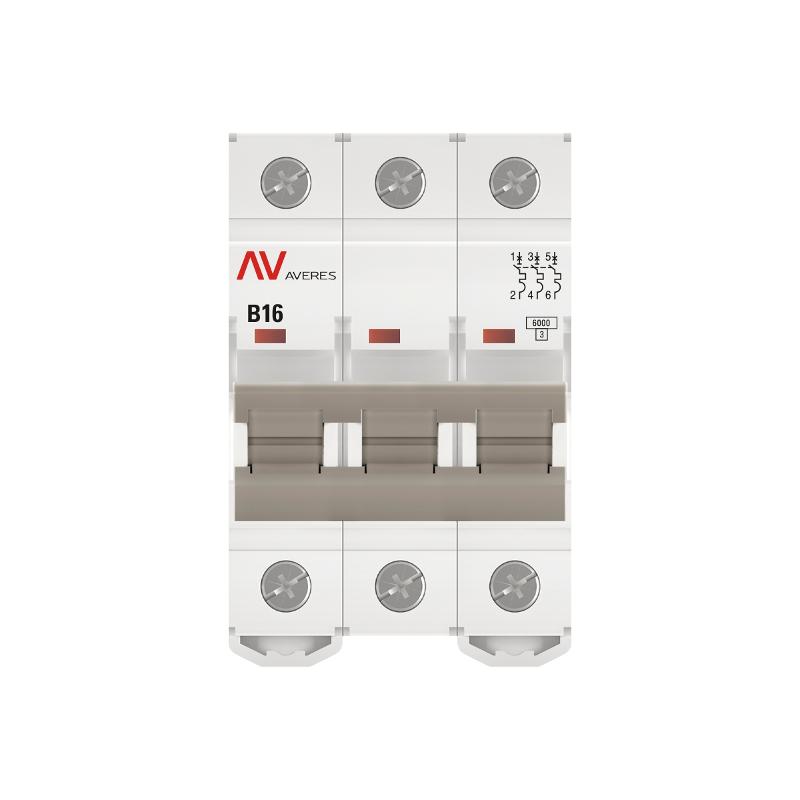 Выключатель автоматический трехполюсный AV-6 16А B 6кА AVERES | mcb6-3-16B-av | EKF — миниатюра 6
