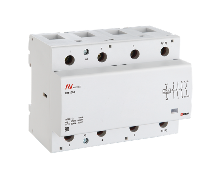 Контактор модульный КМ 125А 4NO 24VAC (6 мод.) AVERES | km-av-6-125-40-24V | EKF — EKF