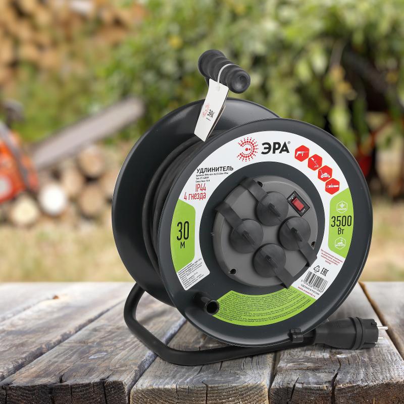 Удлинитель силовой ЭРА RMx-4es-3x2.5-30m-IP44(KG) на м. катушке c/з 4 гн 30м КГ 3х2.5 | Б0043058 | ЭРА — миниатюра 3