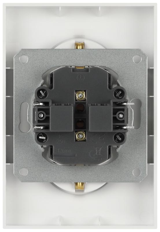 Розетка Galaxy 15-2104-08 с заземлением двойная 2X2P+E Schuko 16А-250В IP20 белый матовый | Б0070691 | ЭРА — миниатюра 4