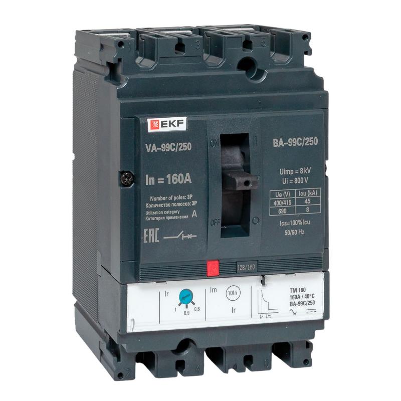 Выключатель автоматический ВА-99C 250/160А 3P 45кА EKF PROxima | mccb99C-250-160 | EKF — EKF