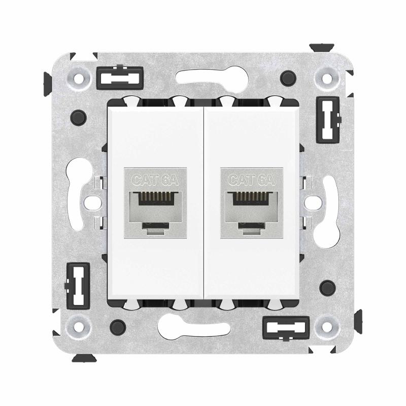 Компьютерная розетка RJ-45 без шторки в стену, кат.6А двойная экранированная, "Avanti", "Белое облако" | 4400774 | DKC — миниатюра 1