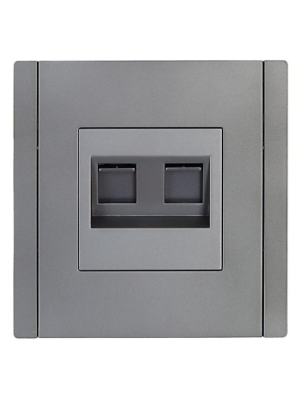 FORTE&PIANO Розетка комп. 2-ая RJ45 кат.5E FP533 сталь | FP-K20-1-K46 | IEK — миниатюра 2
