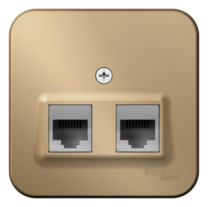 Blanca Титан О/У с изолирующей пластиной Титан Розетка 2-ая ТЛФ/КОМП, RJ45+RJ11, кат.5E | BLNIA045114 | SE — миниатюра 2