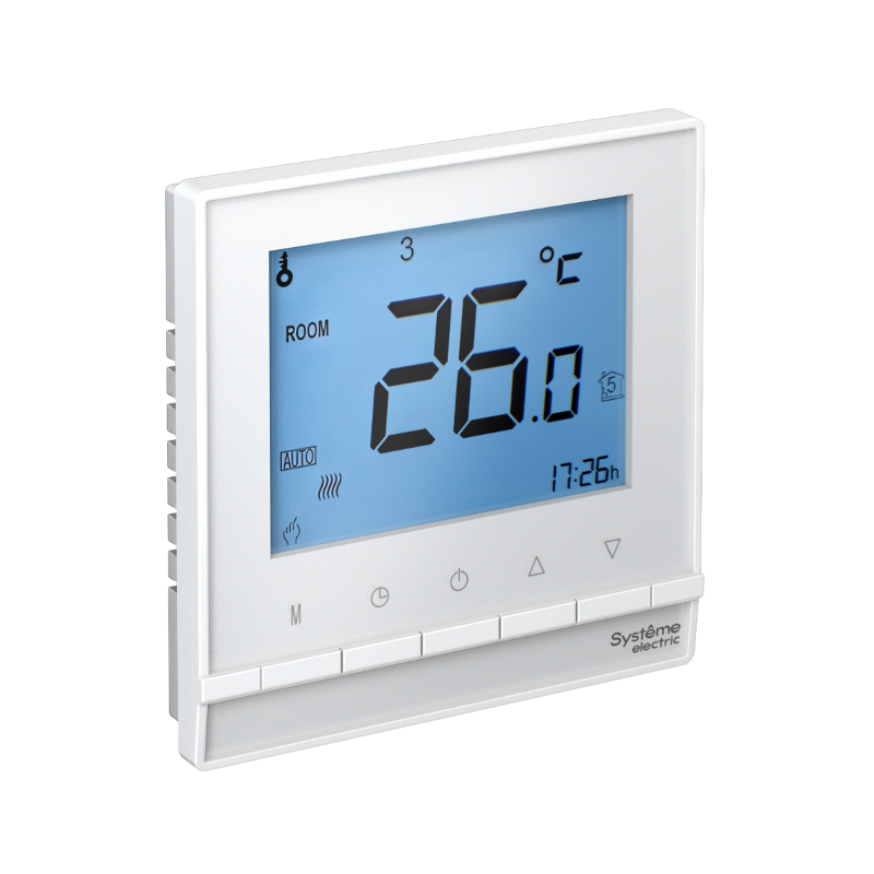 AtlasDesign Белый Термостат электрон.теплого пола с датч.,от+5до+35°C,16A,в сб. | ATN000138 | SE — Systeme Electric