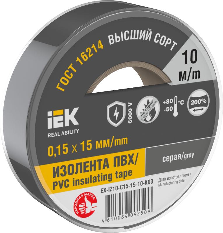 Изолента 0,15х15мм серая 10м | EX-IZ10-C15-15-10-K03 | IEK — фото 1 | Sento