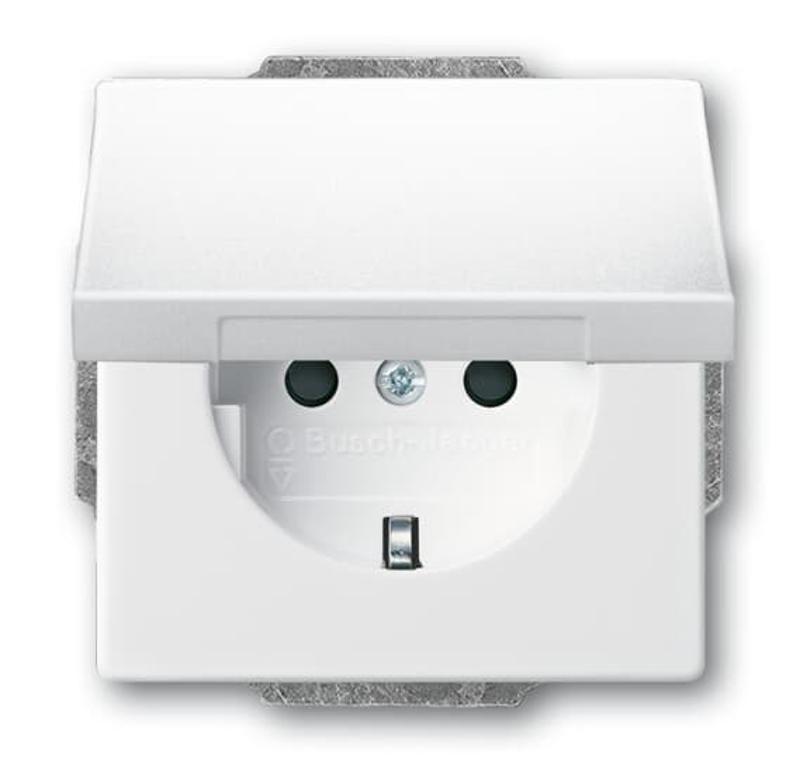 Розетка SCHUKO 16А 250В с защитными шторками, с крышкой, серия future, цвет альпийский белый | 2CKA002018A1520 | ABB — ABB