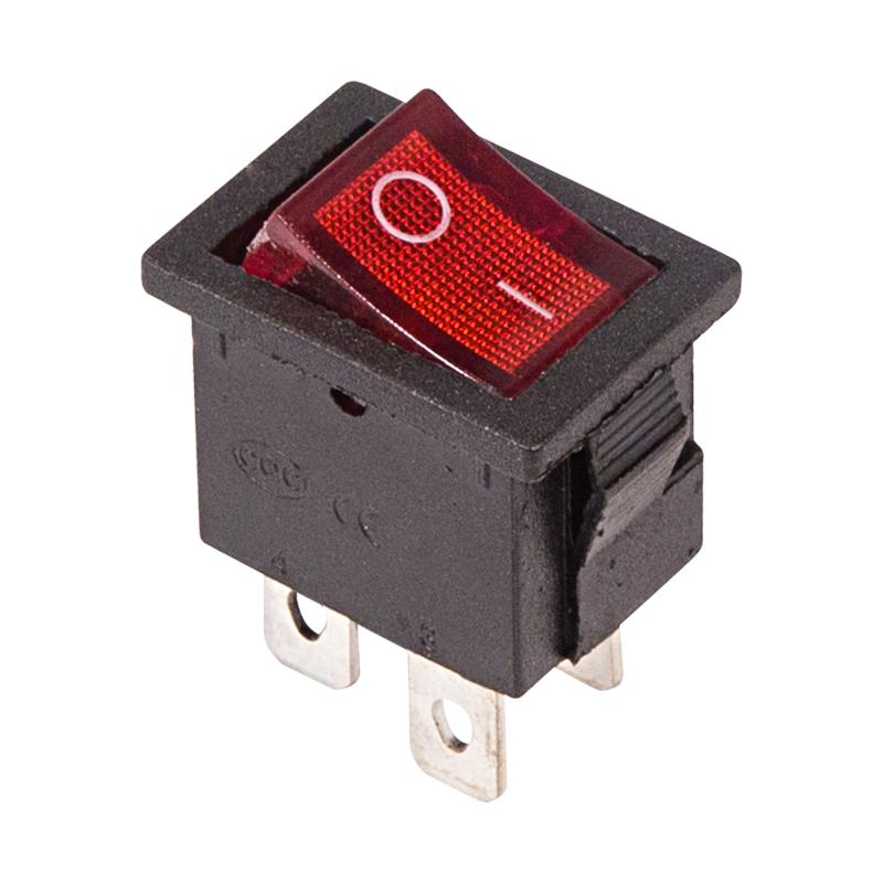 Выключатель клавишный 250V 6А (4с) ON-OFF красный с подсветкой Mini | 36-2190 | REXANT — REXANT