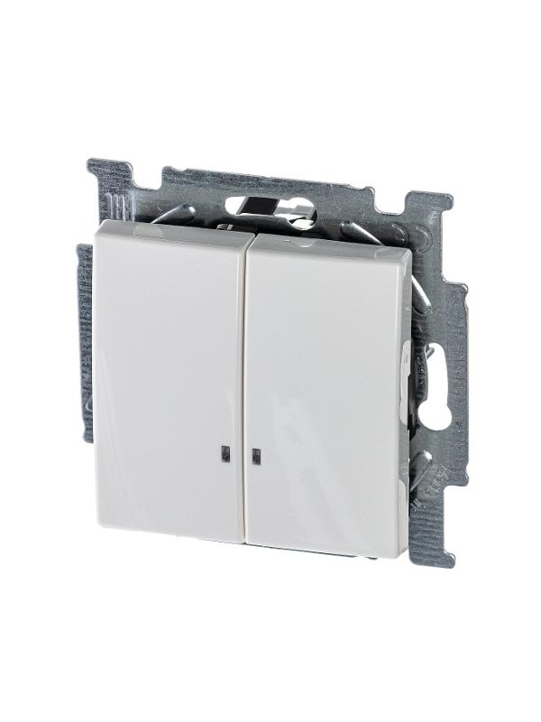 ABB Basic 55 Альп. белый Выключатель 2-клавишный с подсветкой | 1012-0-2154  | 2CKA001012A2154 | ABB — ABB