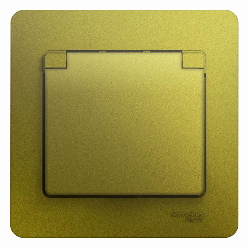 Glossa Фисташковый Розетка с заземлением со шторками с крышкой IP20 (в сборе) | GSL001046 | SE — Systeme Electric