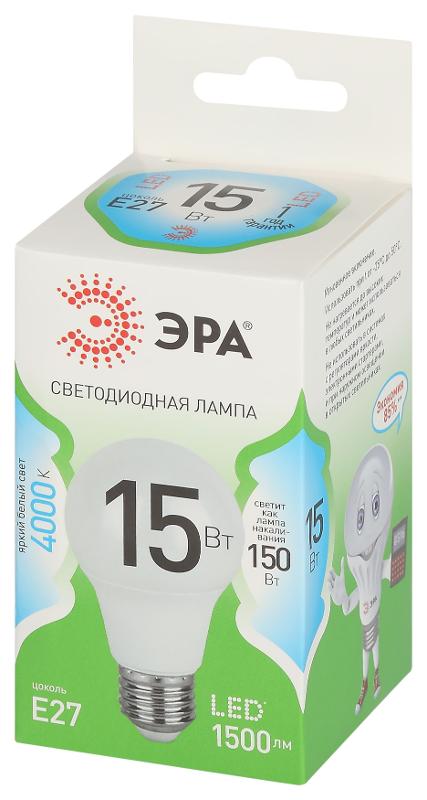 Лампа светодиодная  GREEN LINE LED A60-15W-840-E27 GL E27 15 Вт груша яркий белый свет | Б0067128 | ЭРА — миниатюра 5