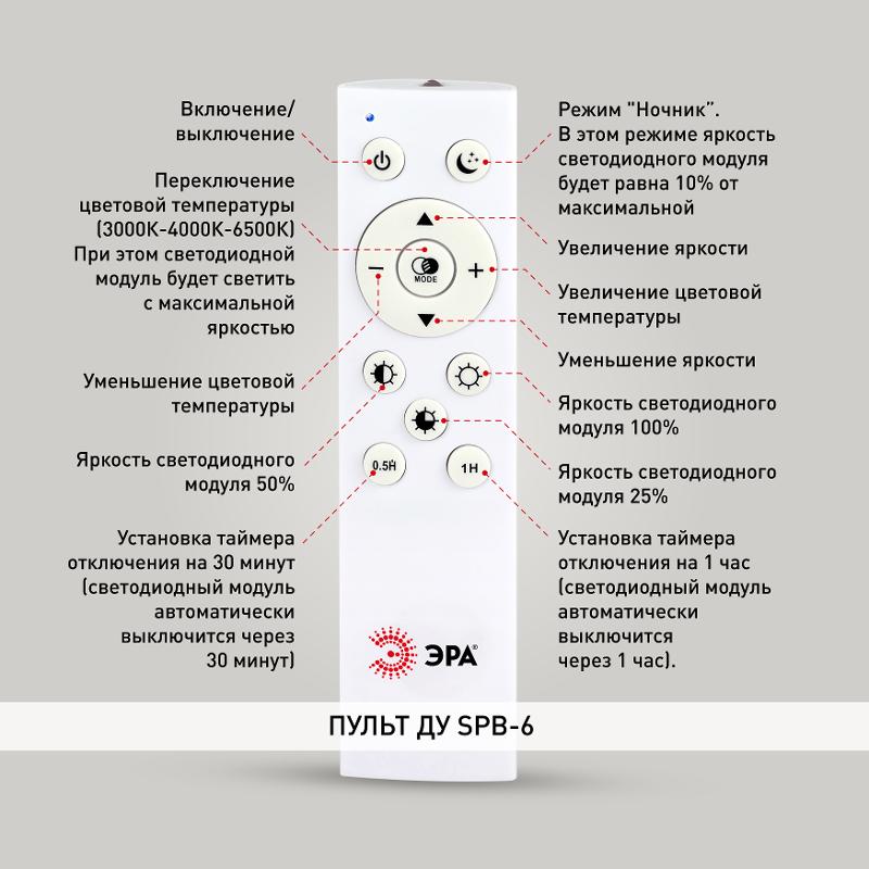 Светильник потолочный светодиодный Relict 48 Pult SPB-6-60-RC BK с ДУ 60W 3000-6500K Черный | Б0059497 | ЭРА — миниатюра 4