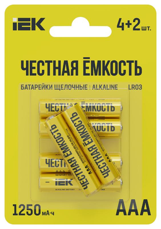 Батарейка щелоч. Alkaline LR03/AAA (4+2шт/блистер) ПРОМО | ABT-LR03-OP-L04-02 | IEK — IEK (ИЭК)