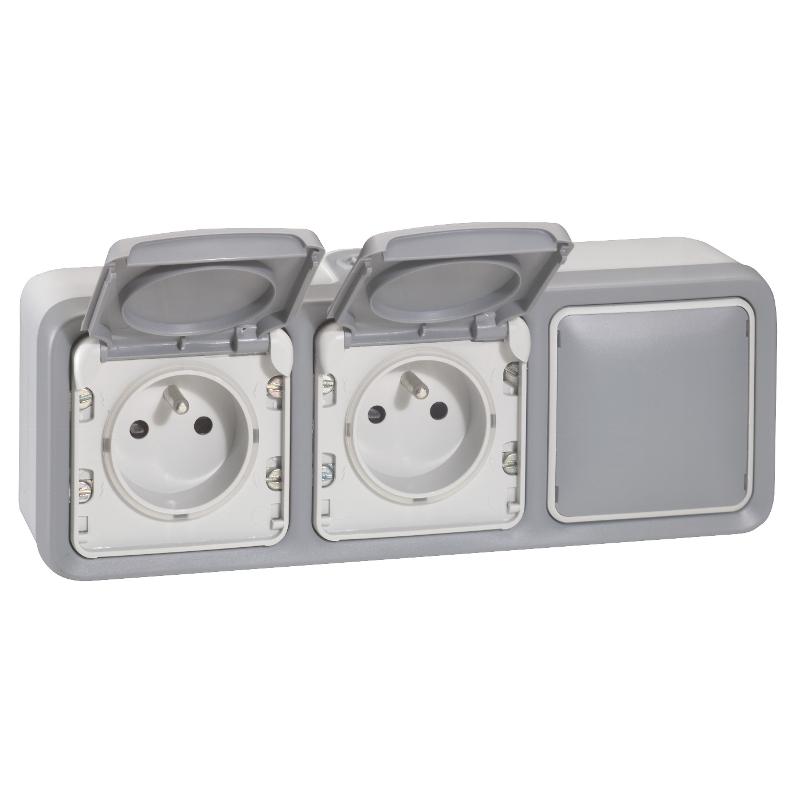 Plexo Серый Коробка 3-ая для наружного монтажа горизонтальная IP55 | 069680 | Legrand — Legrand