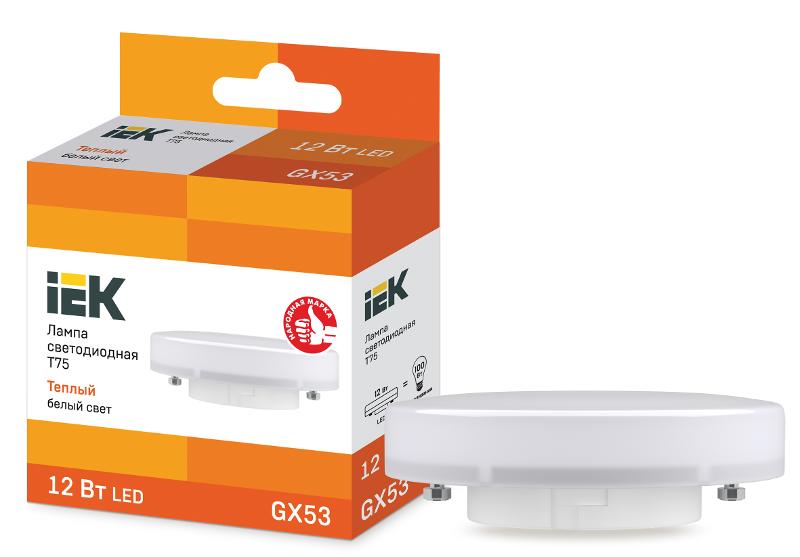 Лампа светодиодная LED 12Вт GX53 230В 3000К ECO Т75 таблетка | LLE-T80-12-230-30-GX53 | IEK — IEK (ИЭК)