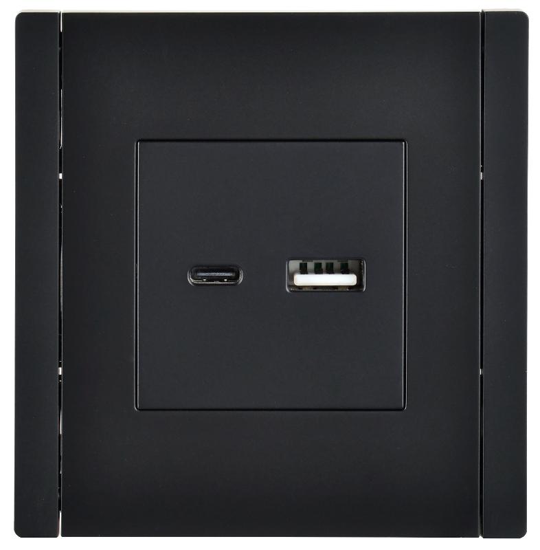 FORTE&PIANO Розетка USB A+C 3,1А FP150 черный | FP-U22-D31-K02 | IEK — миниатюра 2