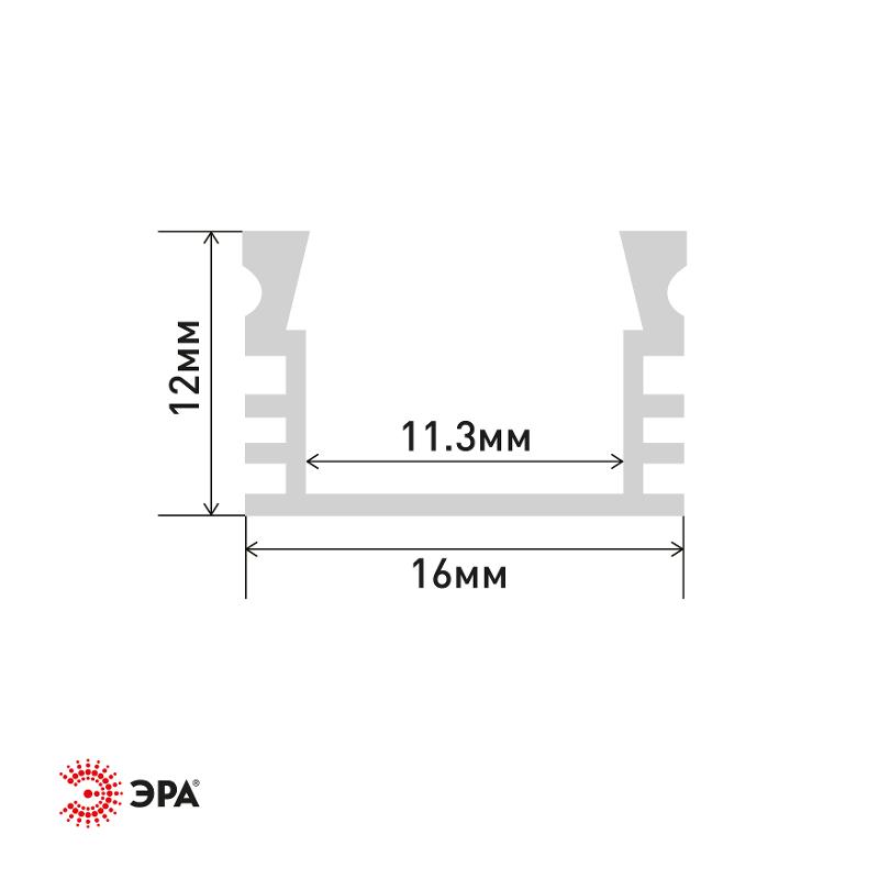 Профиль алюминиевый накладной анодированный CAB 261 1612-1 16х12 мм, 2м | Б0039429 | ЭРА — миниатюра 2