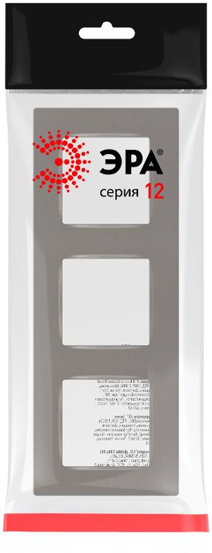 Рамка для розеток и выключателей  Серия 12 12-5203-16 на 3 поста, Классик, титан | Б0067790 | ЭРА — миниатюра 2